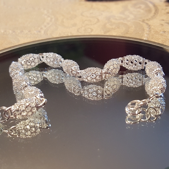 Sterling silver open weave link bracelet - Picture 3 of 4